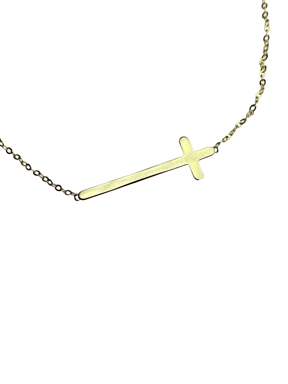✨ Stunning 14K Gold Sideways Cross Necklace ✨ - Picture 13 of 17